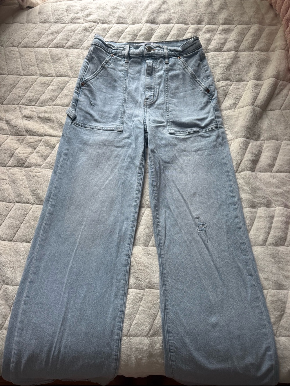 Wide Leg Light Blue Denim Jeans for Women